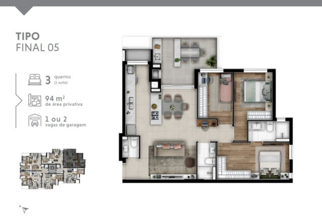 Imagem Apartamento com 3 Quartos à Venda, 94 m² em Cabral - Curitiba