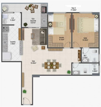 Imagem Apartamento com 2 Quartos à Venda, 77 m² em Guilhermina - Praia Grande