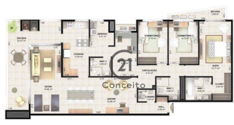 Imagem Apartamento com 3 Quartos à Venda, 177 m² em Centro - Palhoça