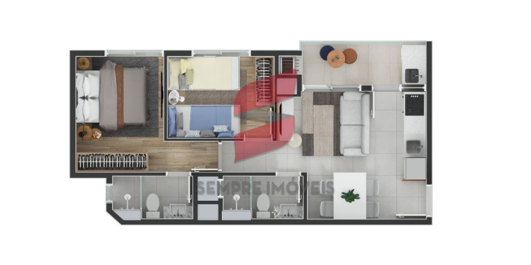Imagem Apartamento com 2 Quartos à Venda, 44 m² em Capão Raso - Curitiba Imagem Apartamento com 2 Quartos à Venda, 44 m² em Capão Raso - Curitiba
