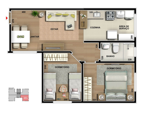 Imagem Apartamento com 2 Quartos à Venda, 43 m² em Cental Park - Vespasiano