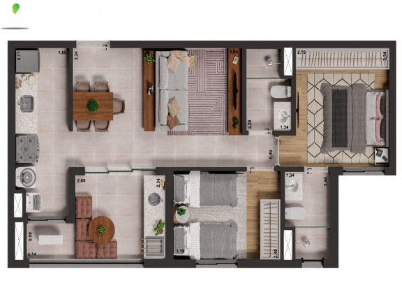 Imagem Apartamento com 2 Quartos à Venda, 67 m² em Parque Morumbi - Votorantim