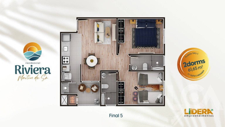Imagem Apartamento com 2 Quartos à Venda, 61 m² em Martim De Sá - Caraguatatuba