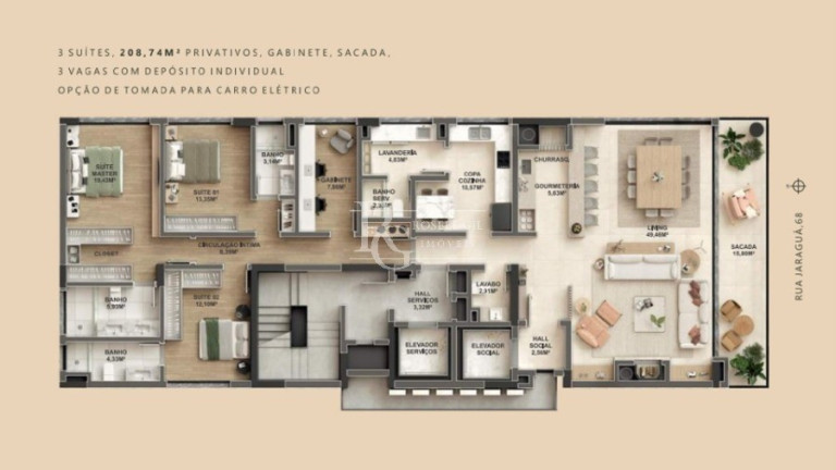 Apartamento com 3 Quartos à Venda, 208 m² em Bela Vista - Porto Alegre