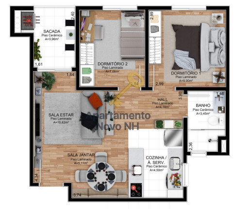 Imagem Apartamento com 2 Quartos à Venda, 67 m² em Centro - São Leopoldo