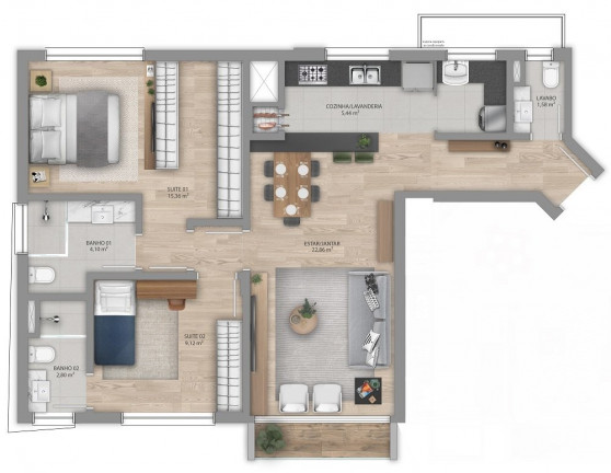 Imagem Apartamento com 2 Quartos à Venda, 63 m² em Bela Vista - Porto Alegre