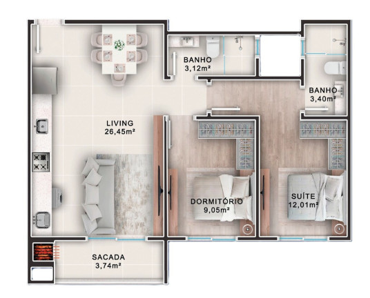 Imagem Imóvel com 3 Quartos à Venda, 78 m² em Municípios - Balneário Camboriú