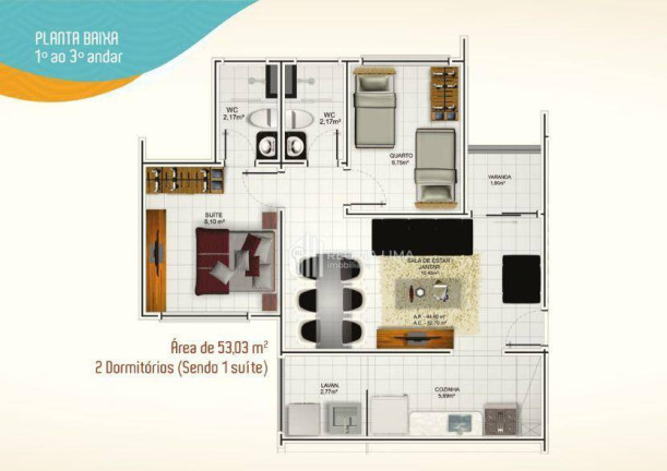 Imagem Apartamento com 2 Quartos à Venda, 53 m² em São Sebastião - Teresina
