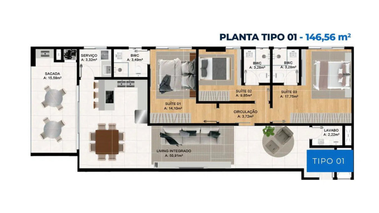Imagem Apartamento com 3 Quartos à Venda, 141 m² em Perequê - Porto Belo