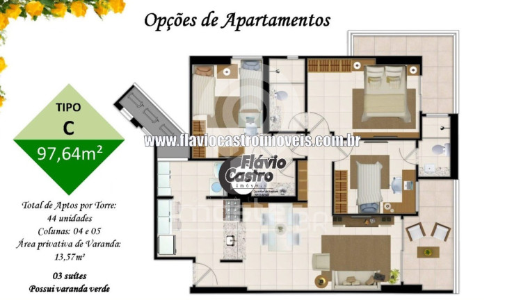 Imagem Apartamento com 3 Quartos à Venda, 126 m² em Varjota - Fortaleza