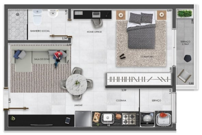 Imagem Imóvel com 1 Quarto à Venda, 36 m² em Vila Carrão - São Paulo