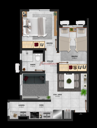 Apartamento com 2 Quartos à Venda, 51 m² em Nossa Senhora Do Rosário - Santa Maria
