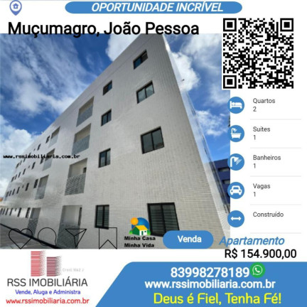 Apartamento com 2 Quartos à Venda, 50 m² em Muçumagro - João Pessoa