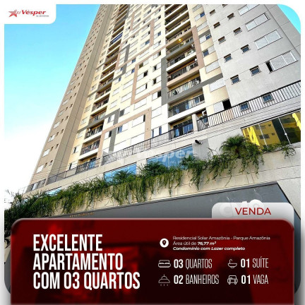 Apartamento com 3 Quartos à Venda, 76 m² em Parque Amazônia - Goiânia