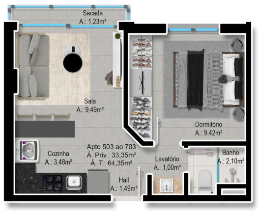 Imagem Apartamento com 1 Quarto à Venda, 33 m² em Farroupilha - Porto Alegre