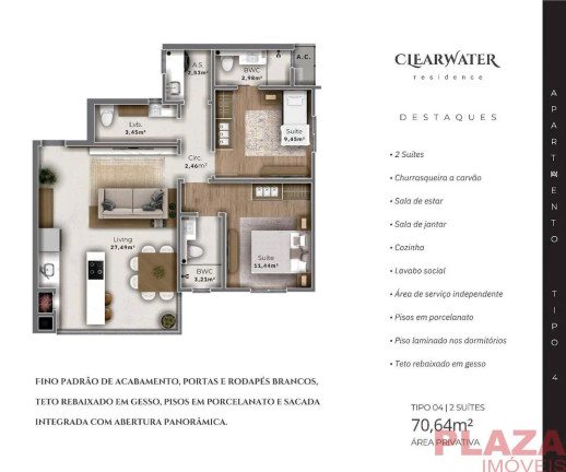 Imagem Apartamento com 2 Quartos à Venda, 71 m² em São Francisco De Assis - Camboriú