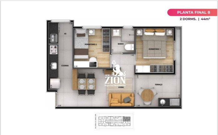 Imagem Apartamento com 2 Quartos à Venda, 44 m² em Vila Paulicéia - São Paulo