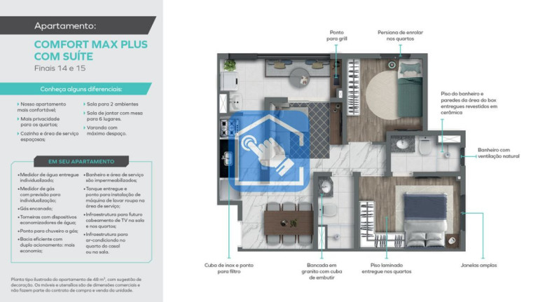 Foto do imóvel Apartamento com 2 Quartos à Venda, 48 m² em Santo Amaro - São Paulo