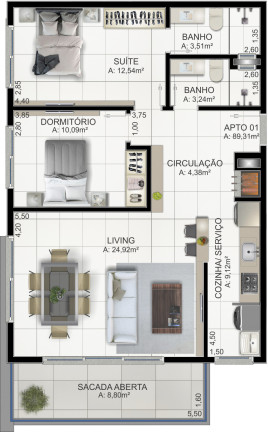 Imagem Apartamento com 2 Quartos à Venda, 84 m² em Praia Da Cal - Torres Imagem Apartamento com 2 Quartos à Venda, 84 m² em Praia Da Cal - Torres