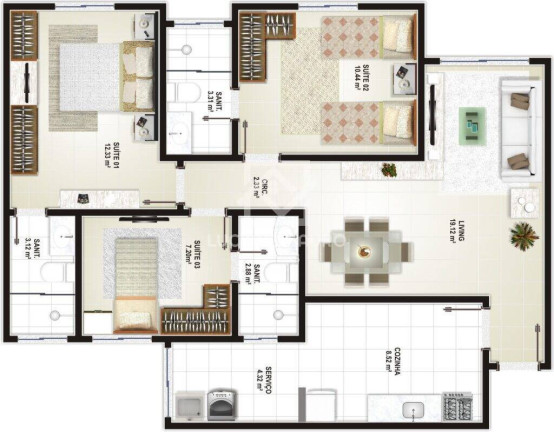 Imagem Apartamento com 3 Quartos à Venda, em Candeias - Vitória Da Conquista Imagem Apartamento com 3 Quartos à Venda, em Candeias - Vitória Da Conquista