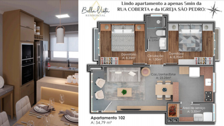 Imagem Apartamento com 2 Quartos à Venda, 54 m² em Piratini - Gramado