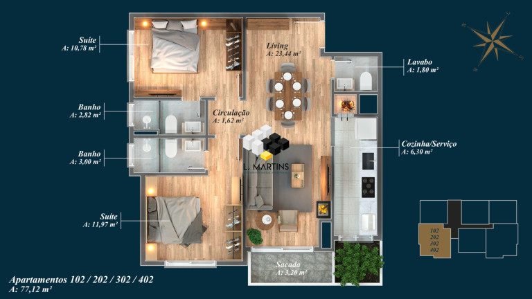 Imagem Apartamento com 1 Quarto à Venda, 51 m² em Avenida Central - Gramado Imagem Apartamento com 1 Quarto à Venda, 51 m² em Avenida Central - Gramado