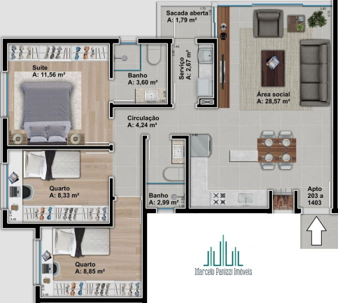 Imagem Apartamento com 3 Quartos à Venda, 84 m² em Universitário - Bento Gonçalves