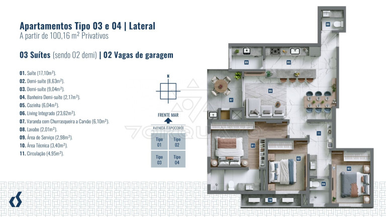 Imagem Apartamento com 3 Quartos à Venda, 120 m² em Praia De Armação Do Itapocorói - Penha
