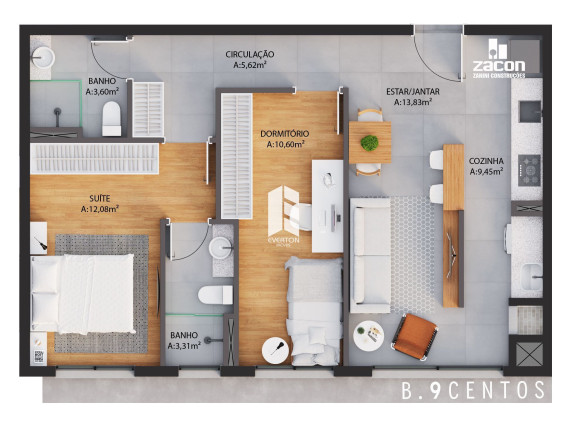 Imagem Apartamento com 2 Quartos à Venda, 66 m² em Centro - Santa Maria