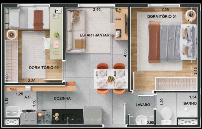 Apartamento com 2 Quartos à Venda, 36 m² em Jaguaré - São Paulo