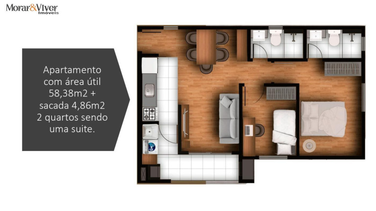 Imagem Apartamento com 2 Quartos à Venda, 58 m² em Bacacheri - Curitiba