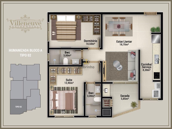Apartamento com 2 Quartos à Venda, 70 m² em Tabuleiro Dos Oliveiras - Itapema