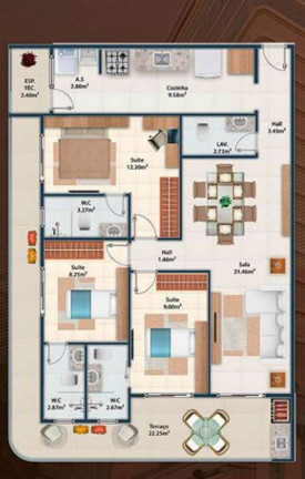 Imagem Apartamento com 3 Quartos à Venda, 116 m² em Guilhermina - Praia Grande