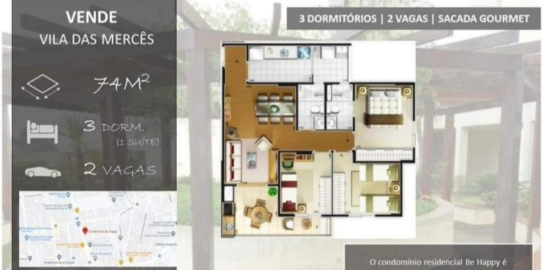 Imagem Imóvel com 3 Quartos à Venda, 74 m² em Vila Das Mercês - São Paulo Imagem Imóvel com 3 Quartos à Venda, 74 m² em Vila Das Mercês - São Paulo