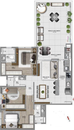 Apartamento com 3 Quartos à Venda, 126 m² em Estreito - Florianópolis