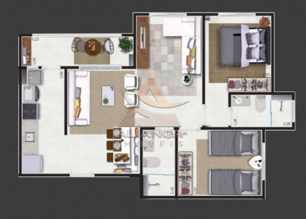Imagem Apartamento com 2 Quartos à Venda, 53 m² em Bonfim Paulista - Ribeirão Preto