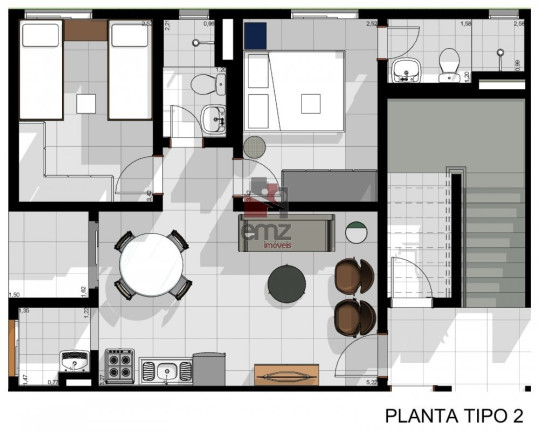 Imagem Apartamento com 2 Quartos à Venda, 53 m² em Jardim Centenário - Campo Grande
