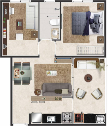 Apartamento com 2 Quartos à Venda, 44 m² em Umuarama - Osasco