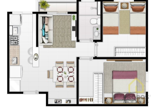 Imagem Imóvel com 2 Quartos à Venda, 56 m² em Jardim Casablanca - Indaiatuba