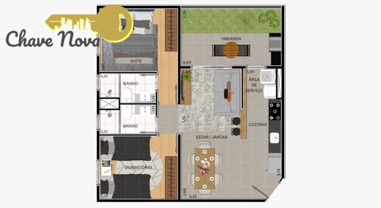 Imagem Apartamento com 2 Quartos à Venda, 54 m² em Jd. Marginal - Bom Jesus Dos Perdões