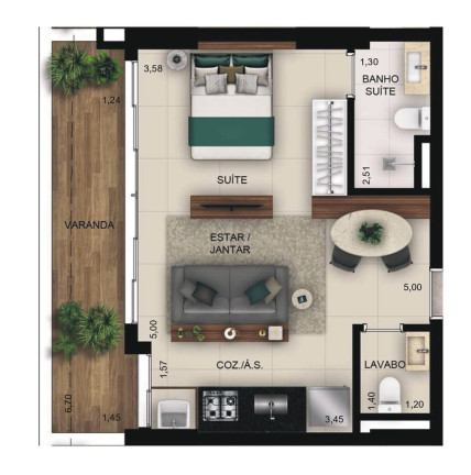 Imagem Imóvel com 1 Quarto à Venda, 46 m² em Setor Bueno - Goiânia