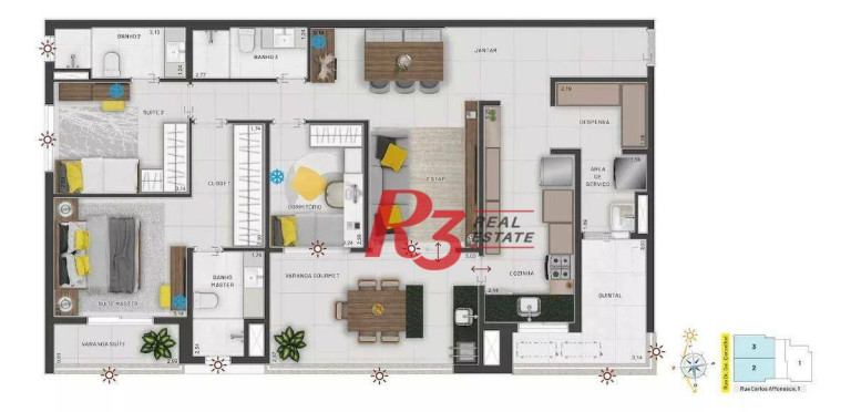 Imagem Apartamento com 3 Quartos à Venda, 124 m² em Gonzaga - Santos