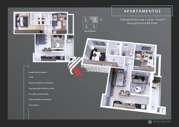 Apartamento com 2 Quartos à Venda, 68 m² em Kobrasol - São José