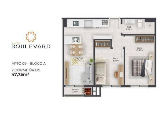 Imagem Apartamento com 2 Quartos à Venda, 47 m² em Passa Vinte - Palhoça