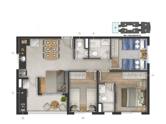 Imagem Apartamento com 3 Quartos à Venda, 66 m² em Jaguaribe - Osasco