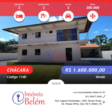 Imóvel com 2 Quartos à Venda, 200.000 m² em Centro - Acará