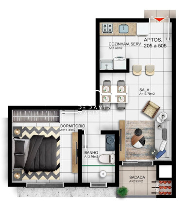 Apartamento com 1 Quarto à Venda, 48 m² em Camobi - Santa Maria