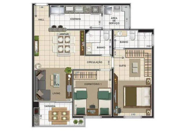 Imagem Apartamento com 3 Quartos para Alugar, 75 m² em Granjas Santa Terezinha - Taubaté