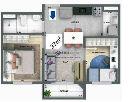 Imagem Apartamento com 2 Quartos à Venda, 37 m² em Ponte Grande - Guarulhos