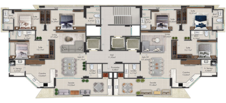Imagem Apartamento com 3 Quartos à Venda, 137 m² em Meia Praia - Itapema